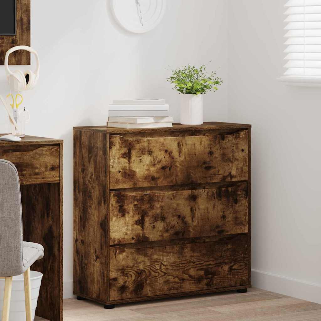 Opbergkast Gerookt eiken 80 x 31 x 81 cm Bewerkt hout is nu te koop bij PeponiXL, paradijselijk wonen!