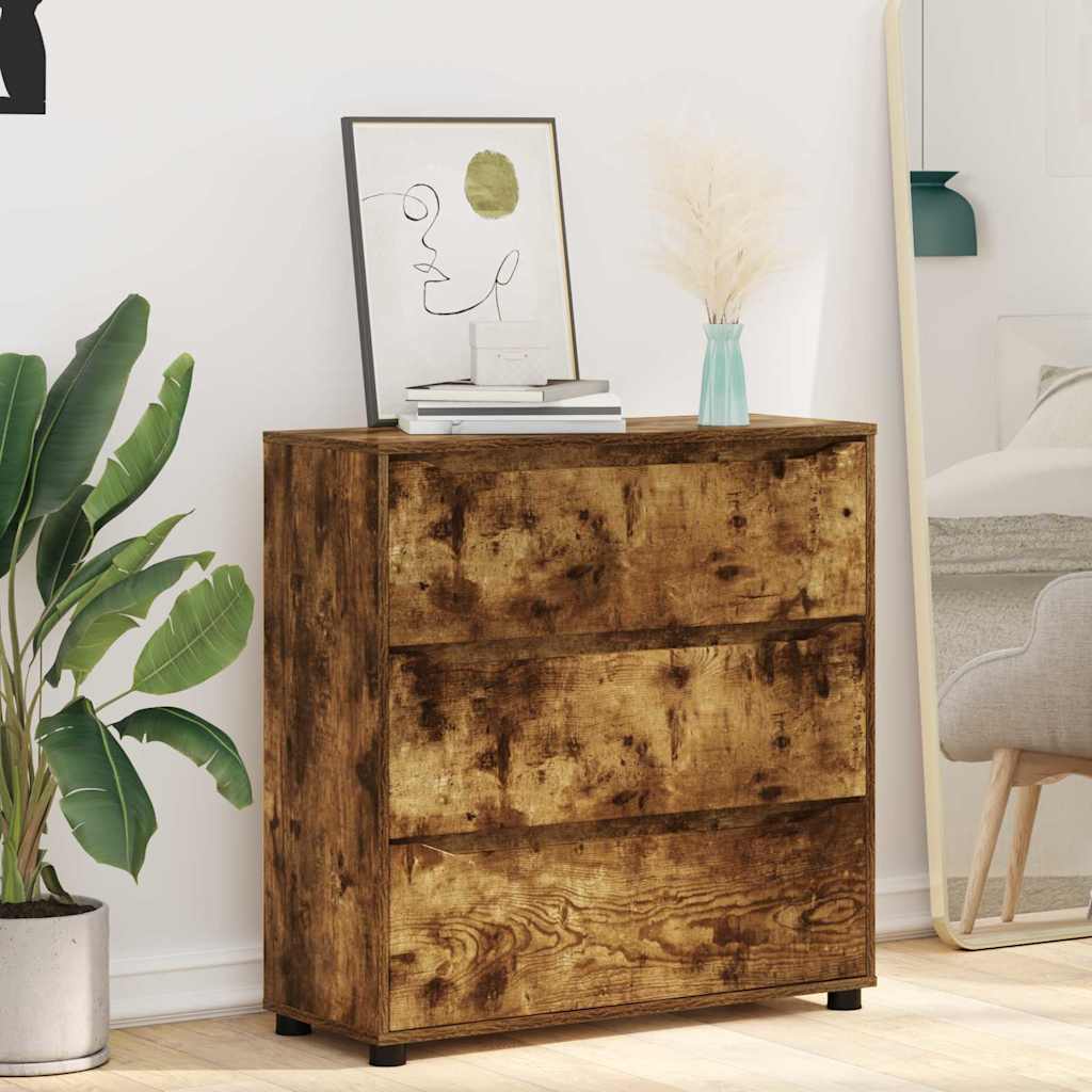 Opbergkast Gerookt eiken 80 x 31 x 81 cm Bewerkt hout is nu te koop bij PeponiXL, paradijselijk wonen!