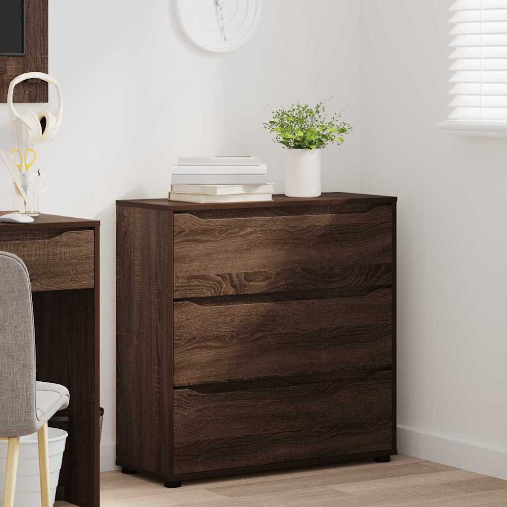 Opbergkast Bruin Eiken 80 x 31 x 81 cm Bewerkt hout is nu te koop bij PeponiXL, paradijselijk wonen!