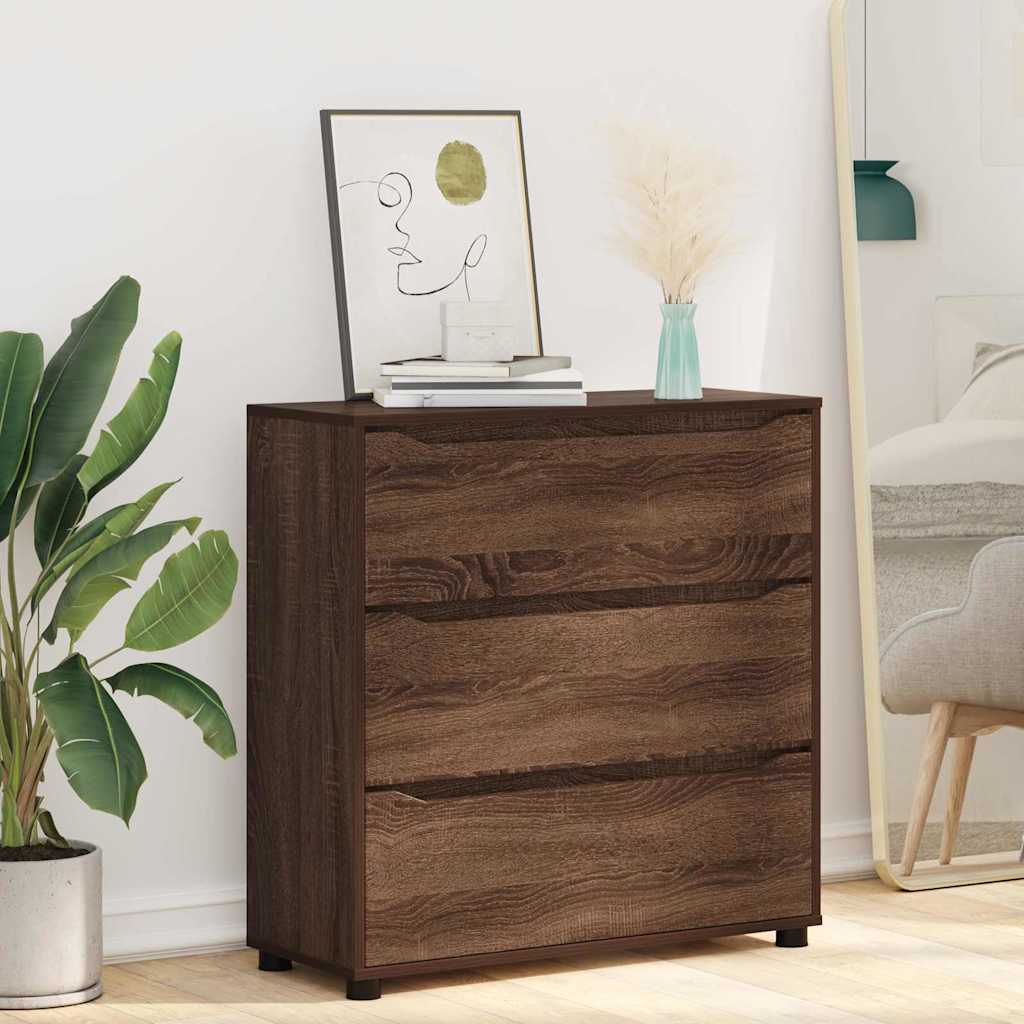 Opbergkast Bruin Eiken 80 x 31 x 81 cm Bewerkt hout is nu te koop bij PeponiXL, paradijselijk wonen!