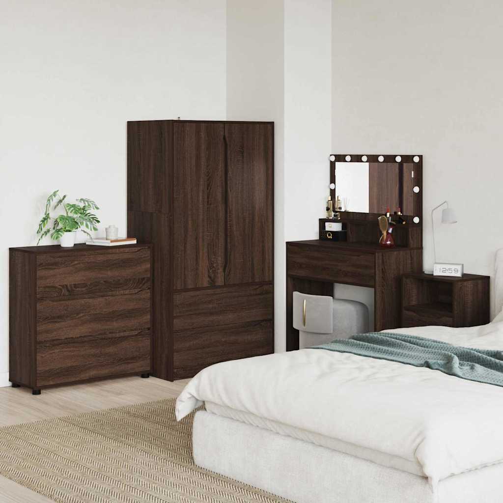 Opbergkast Bruin Eiken 80 x 31 x 81 cm Bewerkt hout is nu te koop bij PeponiXL, paradijselijk wonen!