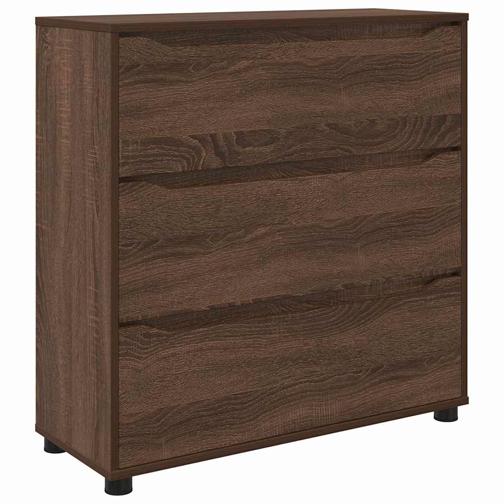 Opbergkast Bruin Eiken 80 x 31 x 81 cm Bewerkt hout is nu te koop bij PeponiXL, paradijselijk wonen!