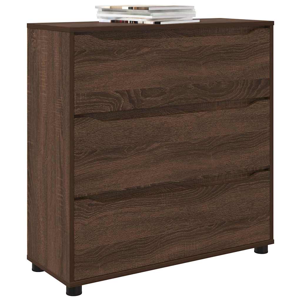 Opbergkast Bruin Eiken 80 x 31 x 81 cm Bewerkt hout is nu te koop bij PeponiXL, paradijselijk wonen!