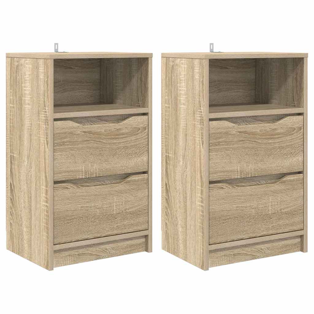 Nachtkastjes 2 pcs Sonoma Eiken 40 x 30 x 467 cm Bewerkt hout is nu te koop bij PeponiXL, paradijselijk wonen!