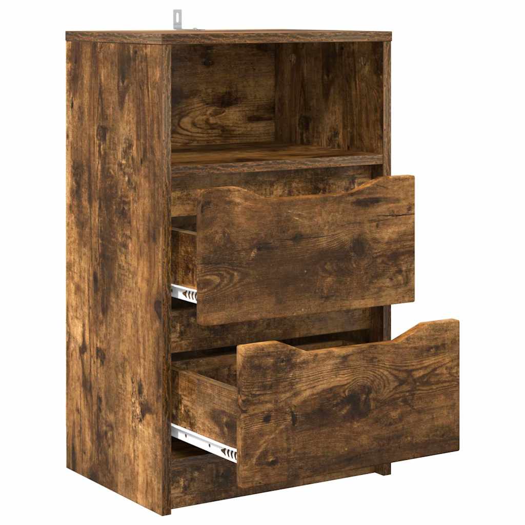 Nachtkastjes 2 pcs Gerookt eiken 40 x 30 x 467 cm Bewerkt hout is nu te koop bij PeponiXL, paradijselijk wonen!