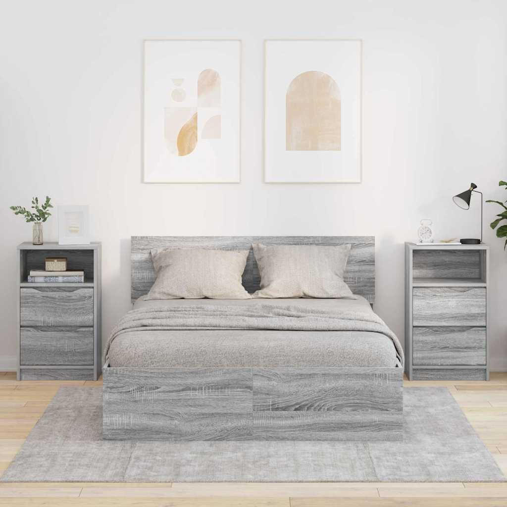 Nachtkastjes 2 pcs Grijs Sonoma 40 x 30 x 467 cm Bewerkt hout is nu te koop bij PeponiXL, paradijselijk wonen!