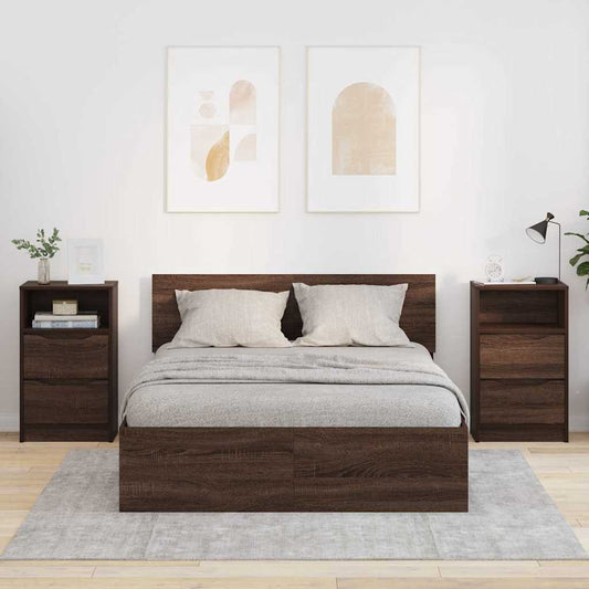 Nachtkastjes 2 pcs Bruin Eiken 40 x 30 x 467 cm Bewerkt hout is nu te koop bij PeponiXL, paradijselijk wonen!