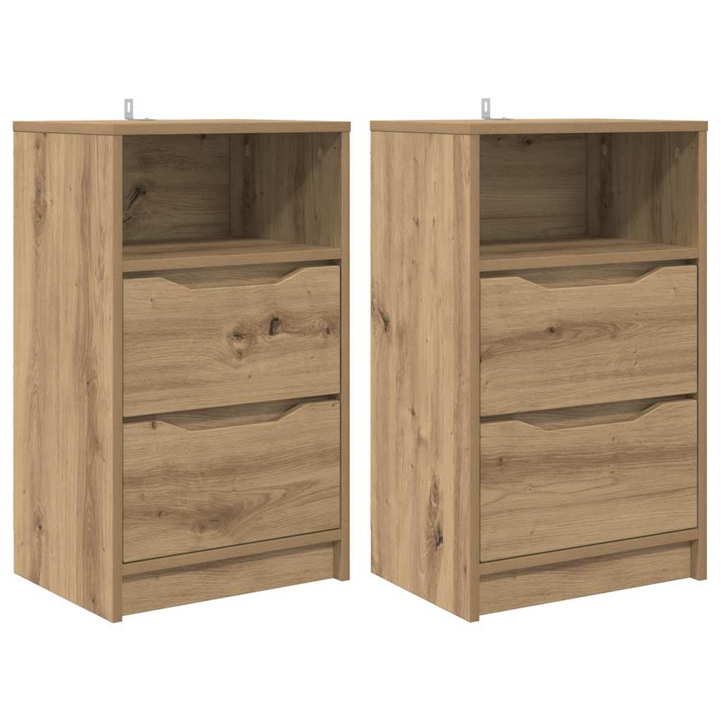 Nachtkastjes 2 pcs Artisan Eiken 40 x 30 x 467 cm Bewerkt hout is nu te koop bij PeponiXL, paradijselijk wonen!