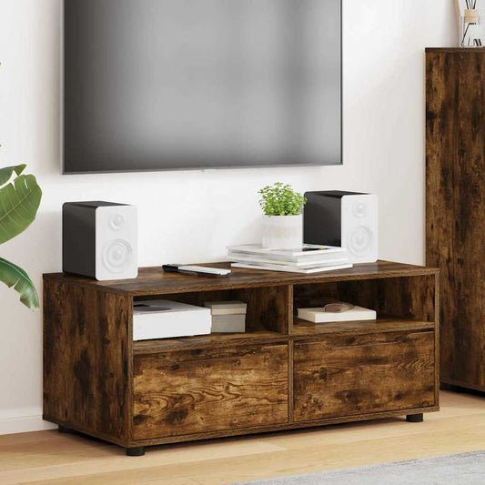 TV-kast met lade Gerookt eiken 100 x 48 x 43 cm Bewerkt hout is nu te koop bij PeponiXL, paradijselijk wonen!