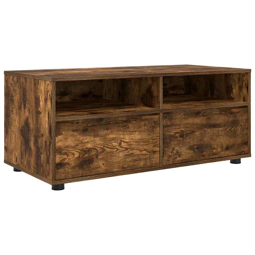 TV-kast met lade Gerookt eiken 100 x 48 x 43 cm Bewerkt hout is nu te koop bij PeponiXL, paradijselijk wonen!