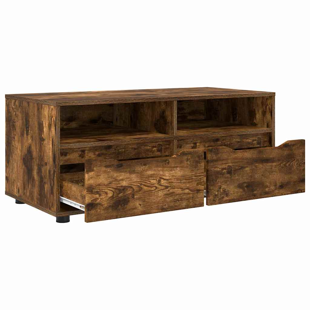 TV-kast met lade Gerookt eiken 100 x 48 x 43 cm Bewerkt hout is nu te koop bij PeponiXL, paradijselijk wonen!