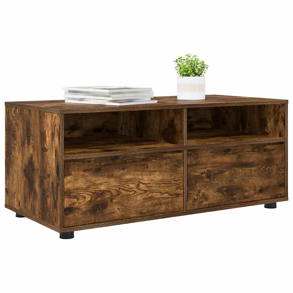 TV-kast met lade Gerookt eiken 100 x 48 x 43 cm Bewerkt hout is nu te koop bij PeponiXL, paradijselijk wonen!