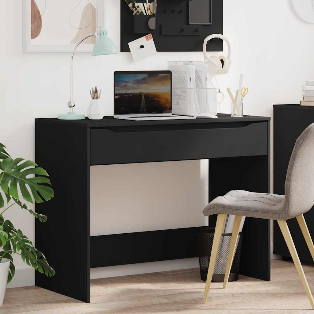 Bureau met lade Zwart 100 x 50 x 78 cm Geconstrueerd hout is nu te koop bij PeponiXL, paradijselijk wonen!