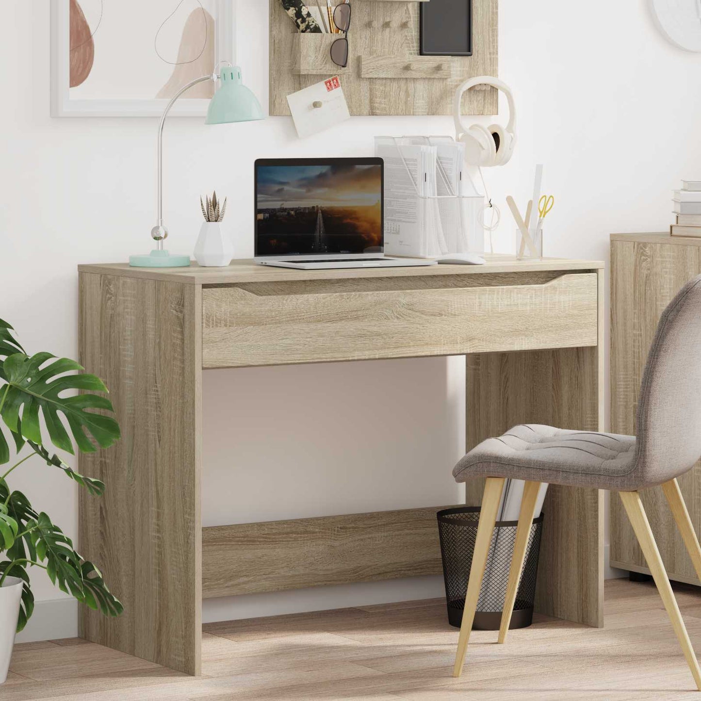 Bureau Sonoma Eiken 100 x 50 x 78 cm Geconstrueerd hout is nu te koop bij PeponiXL, paradijselijk wonen!