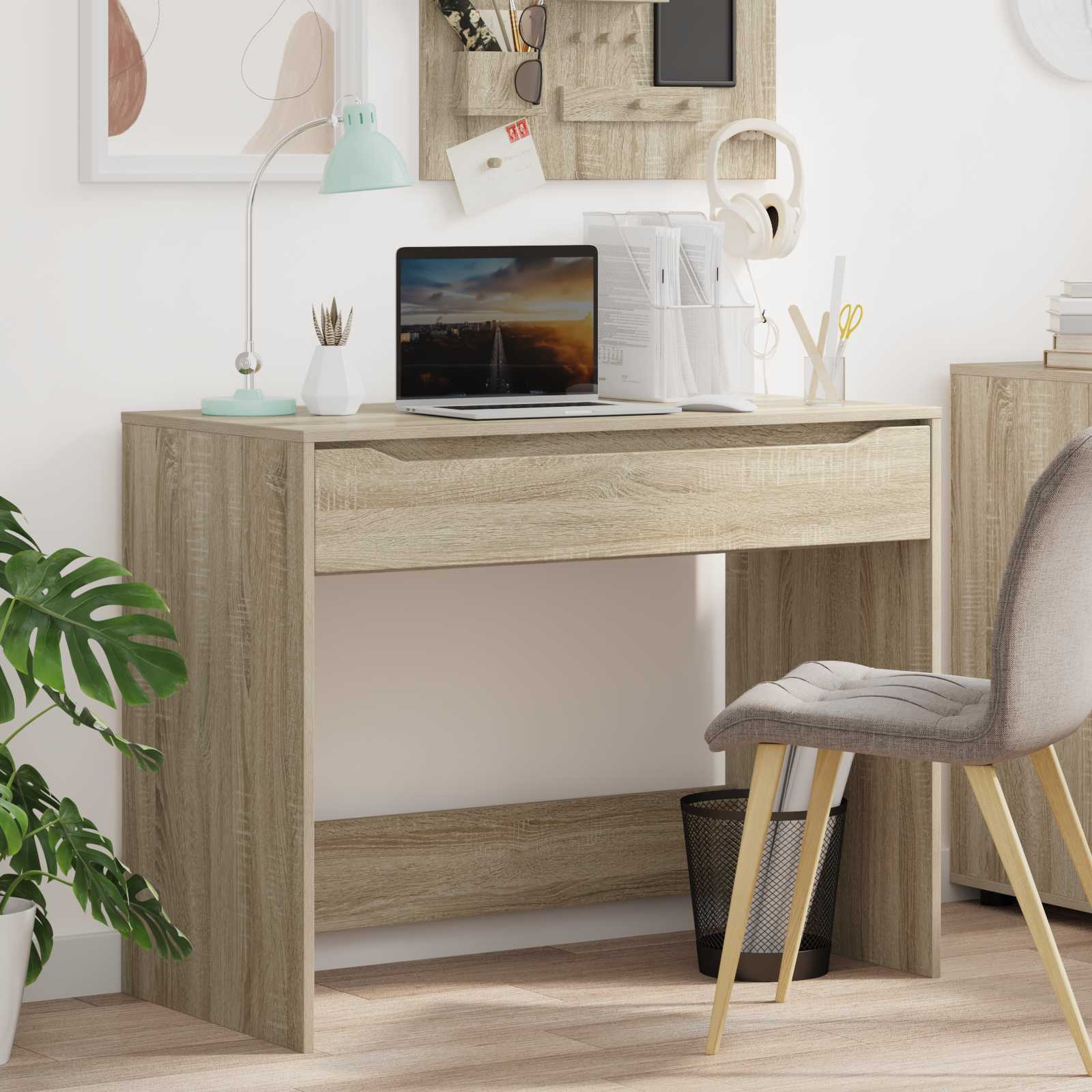 Bureau Sonoma Eiken 100 x 50 x 78 cm Geconstrueerd hout is nu te koop bij PeponiXL, paradijselijk wonen!