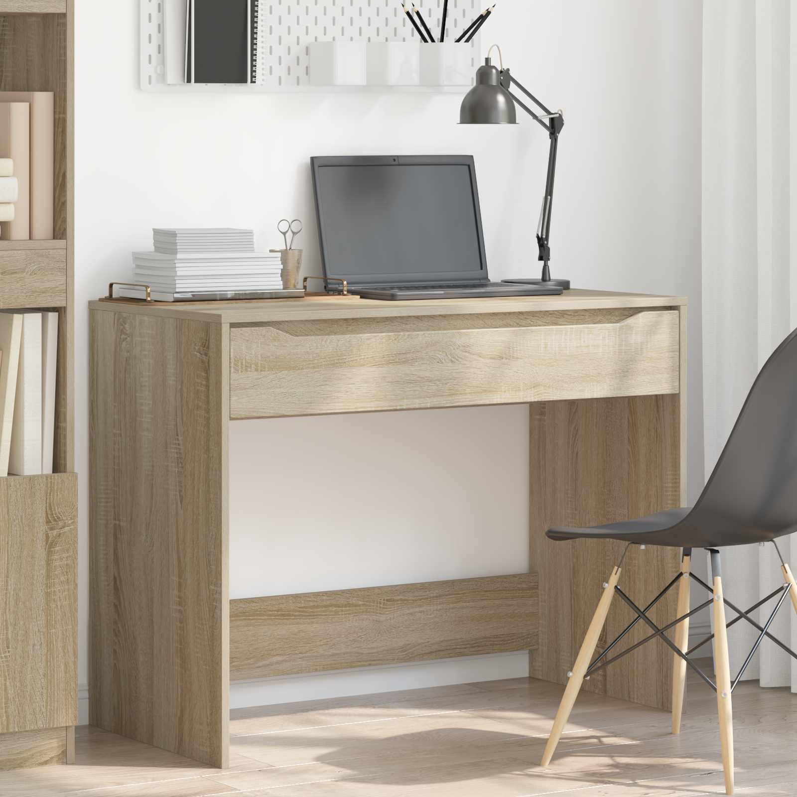 Bureau Sonoma Eiken 100 x 50 x 78 cm Geconstrueerd hout is nu te koop bij PeponiXL, paradijselijk wonen!