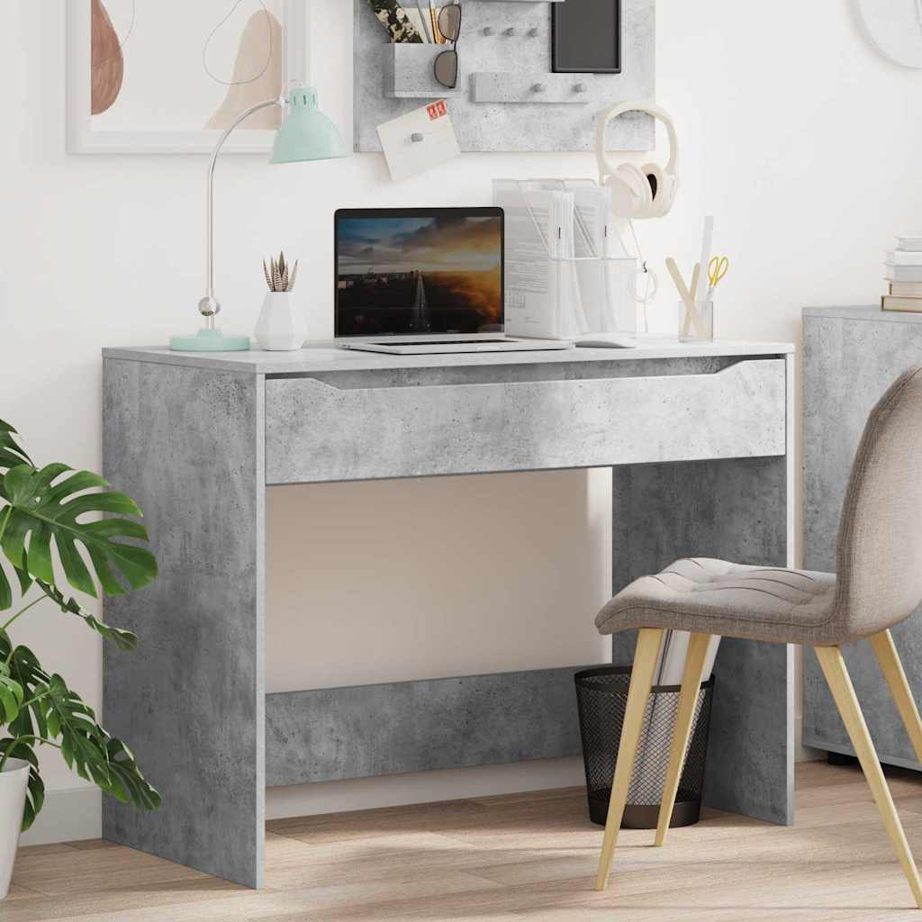 Bureau met lade Beton Grijs 100 x 50 x 78 cm Geconstrueerd hout is nu te koop bij PeponiXL, paradijselijk wonen!