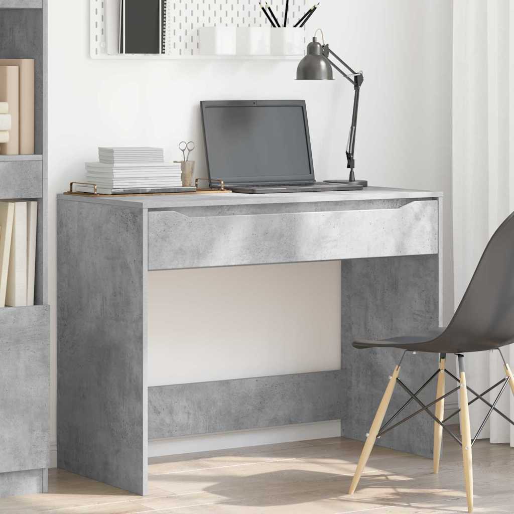 Bureau met lade Beton Grijs 100 x 50 x 78 cm Geconstrueerd hout is nu te koop bij PeponiXL, paradijselijk wonen!