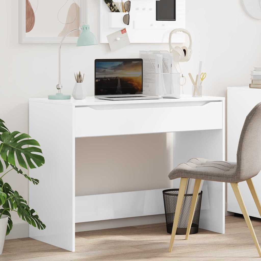 Bureau Hoogglans Wit 100 x 50 x 78 cm Geconstrueerd hout is nu te koop bij PeponiXL, paradijselijk wonen!