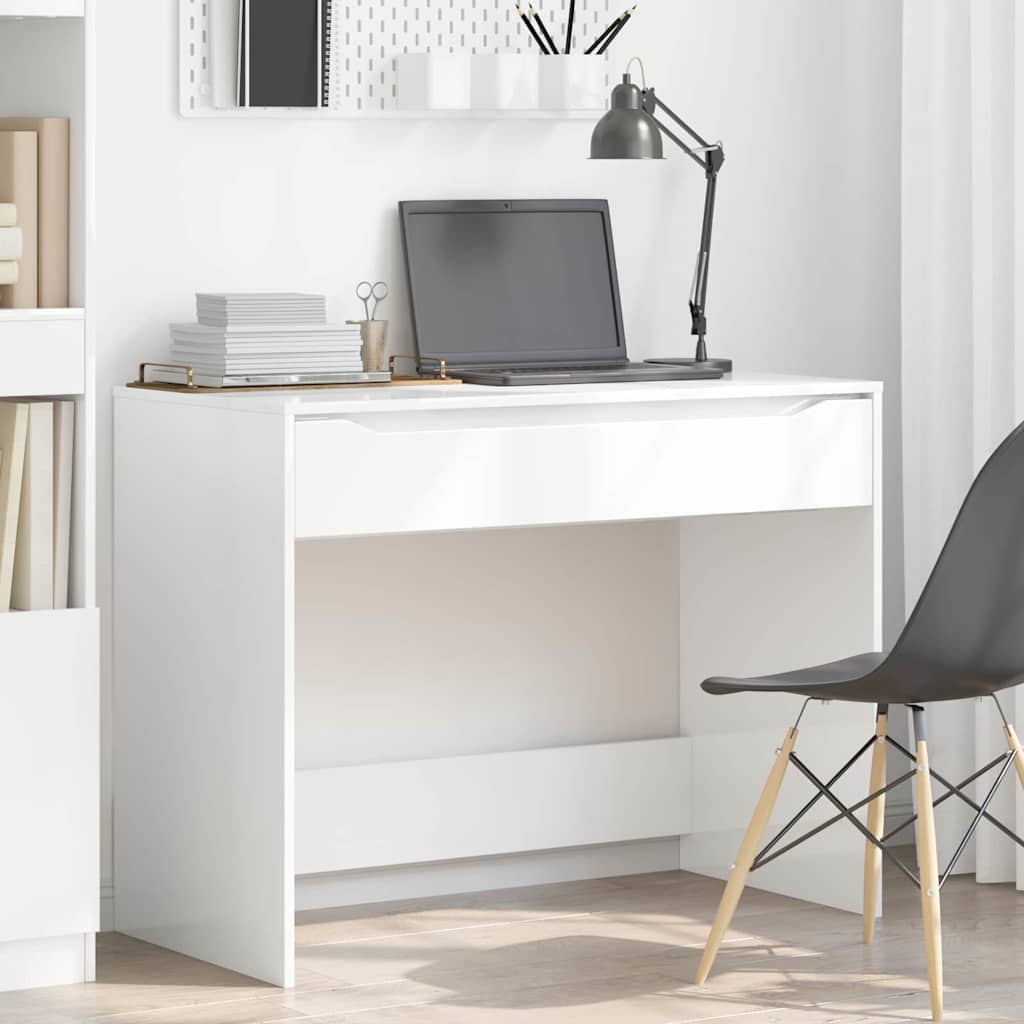Bureau Hoogglans Wit 100 x 50 x 78 cm Geconstrueerd hout is nu te koop bij PeponiXL, paradijselijk wonen!