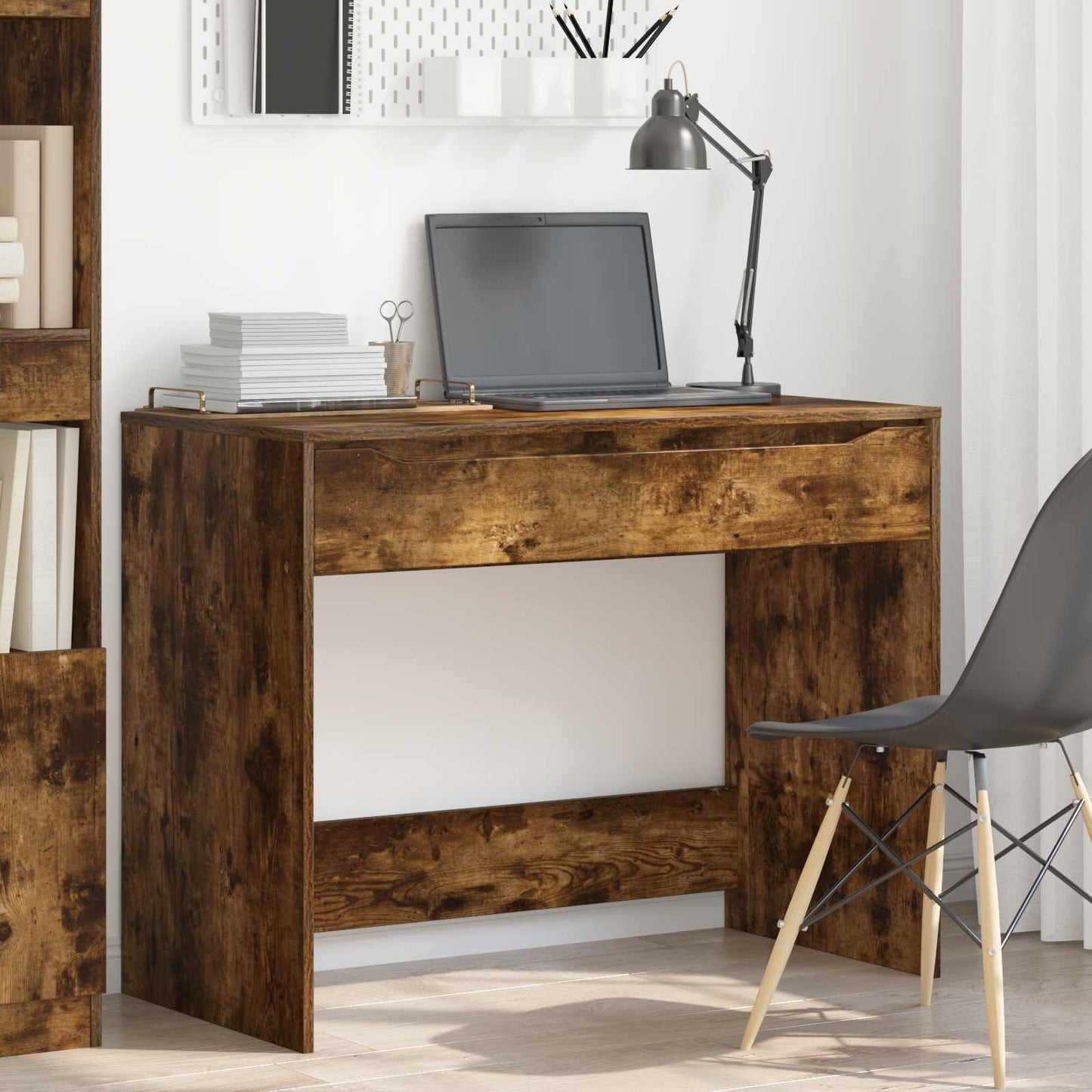 Bureau met Lade Gerookt eiken 100 x 50 x 78 cm Bewerkt hout is nu te koop bij PeponiXL, paradijselijk wonen!