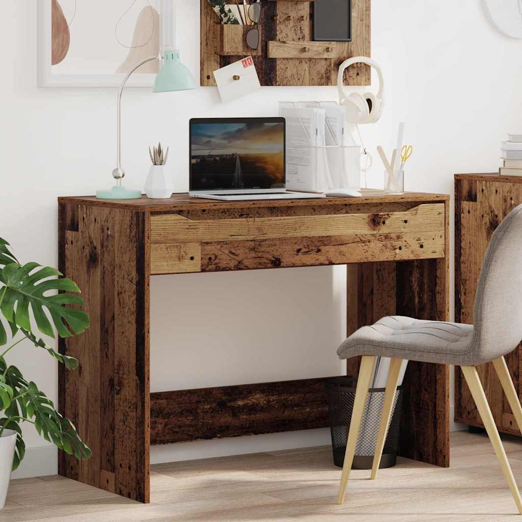 Bureau met lade Oudhout 100 x 50 x 78 cm Geconstrueerd hout is nu te koop bij PeponiXL, paradijselijk wonen!