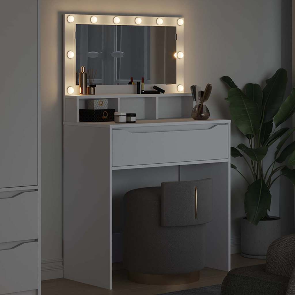 Slaapkamer Kaptafels Wit 80 x 39,6 x 135 cm Bewerkt hout is nu te koop bij PeponiXL, paradijselijk wonen!