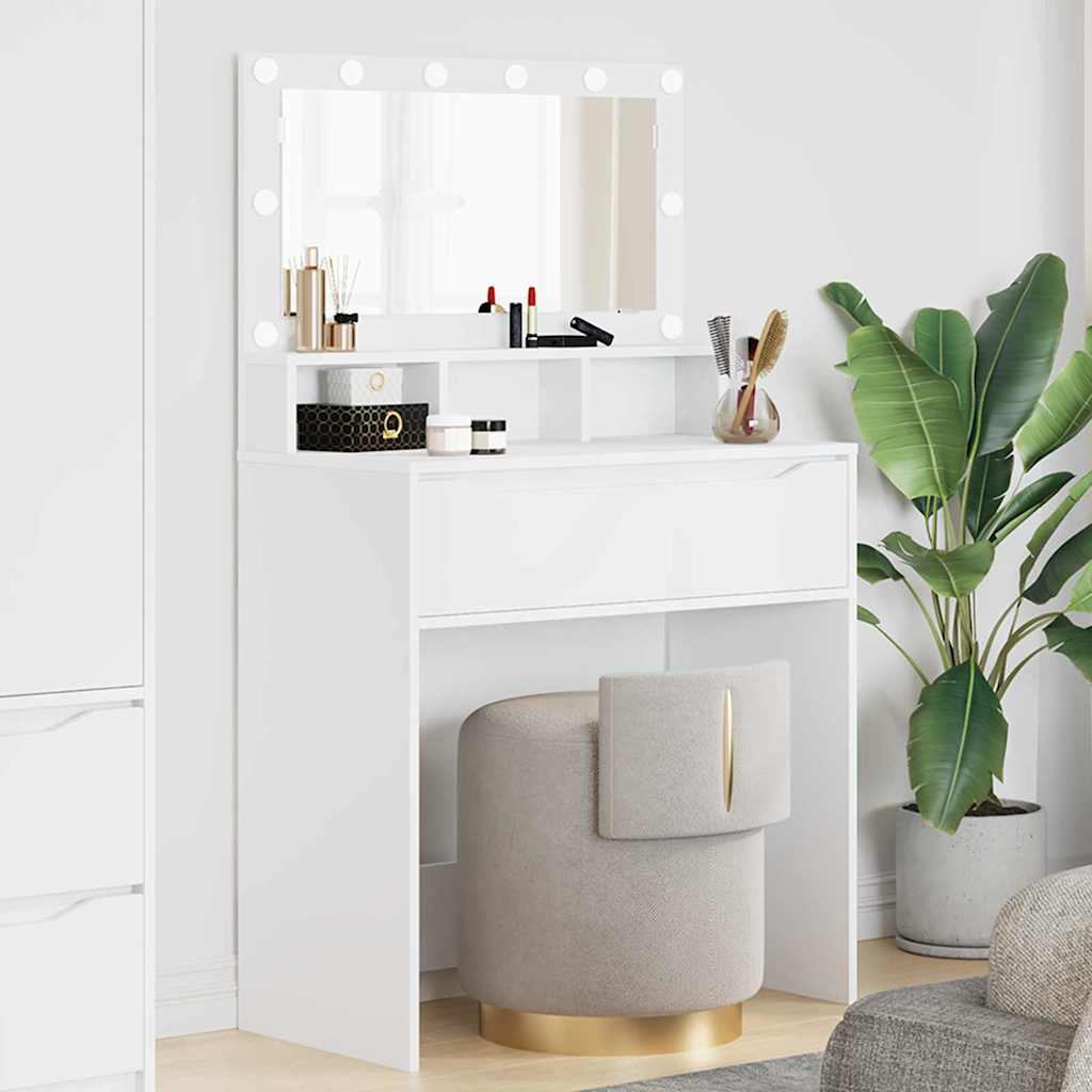 Slaapkamer Kaptafels Wit 80 x 39,6 x 135 cm Bewerkt hout is nu te koop bij PeponiXL, paradijselijk wonen!