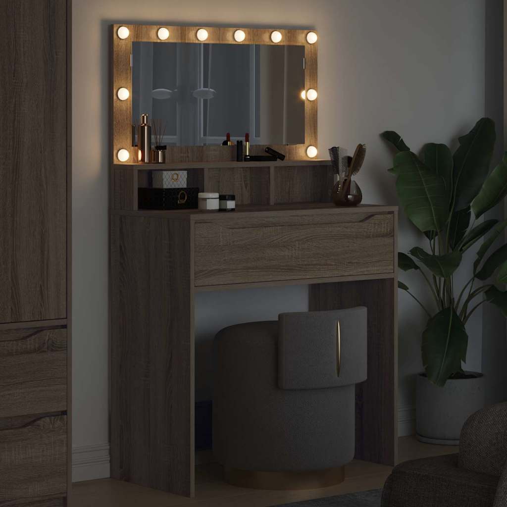 Slaapkamer Kaptafels met lade Sonoma Eiken 80 x 39,6 x 135 cm is nu te koop bij PeponiXL, paradijselijk wonen!