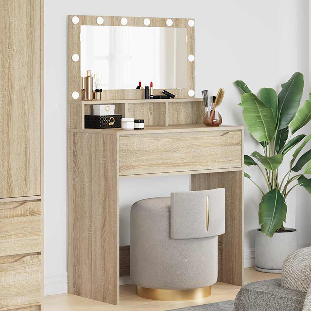Slaapkamer Kaptafels met lade Sonoma Eiken 80 x 39,6 x 135 cm is nu te koop bij PeponiXL, paradijselijk wonen!