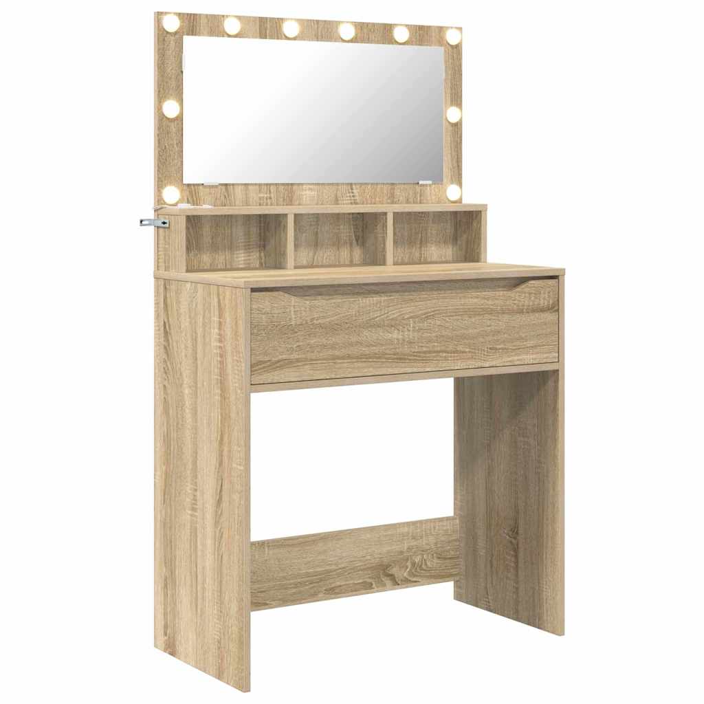 Slaapkamer Kaptafels met lade Sonoma Eiken 80 x 39,6 x 135 cm is nu te koop bij PeponiXL, paradijselijk wonen!