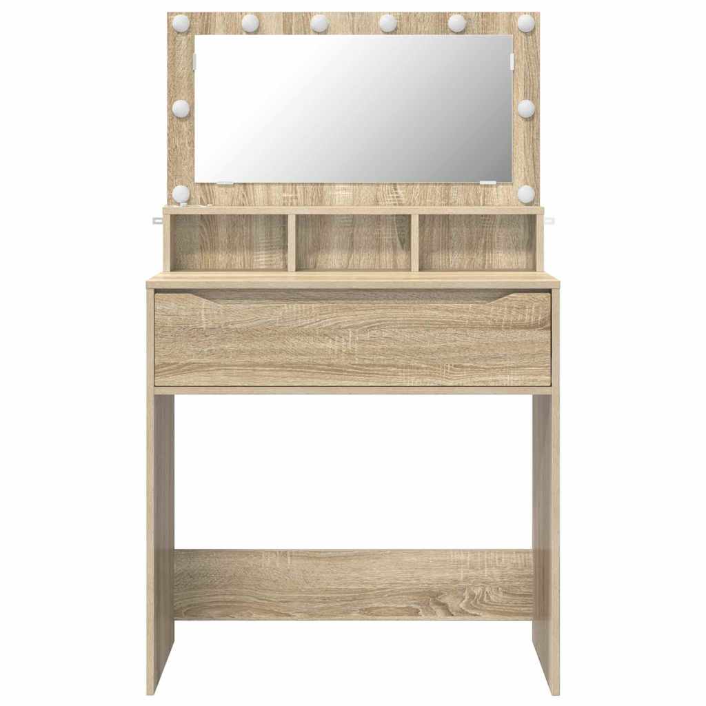 Slaapkamer Kaptafels met lade Sonoma Eiken 80 x 39,6 x 135 cm is nu te koop bij PeponiXL, paradijselijk wonen!