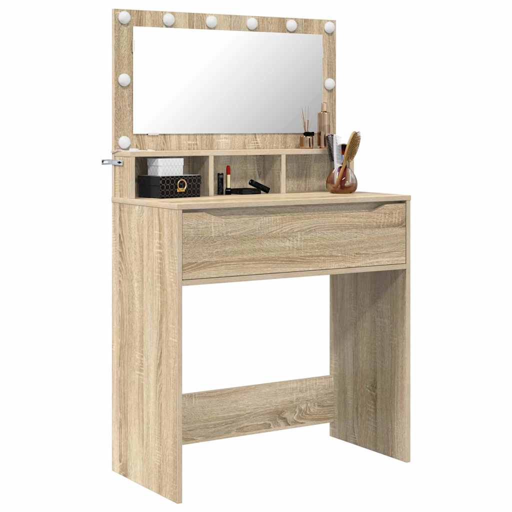 Slaapkamer Kaptafels met lade Sonoma Eiken 80 x 39,6 x 135 cm is nu te koop bij PeponiXL, paradijselijk wonen!