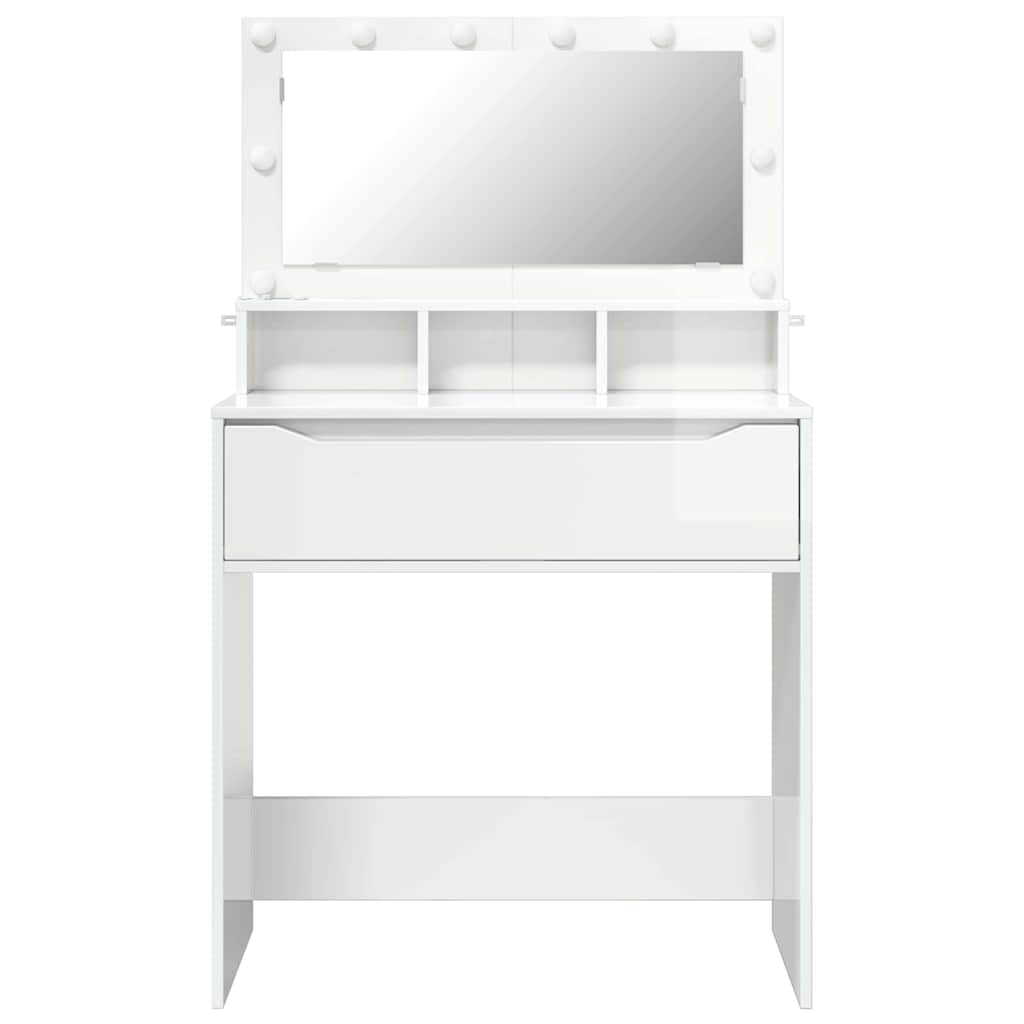 Slaapkamer Kaptafels met lade Hoogglans wit 80 x 39,6 x 135 cm is nu te koop bij PeponiXL, paradijselijk wonen!