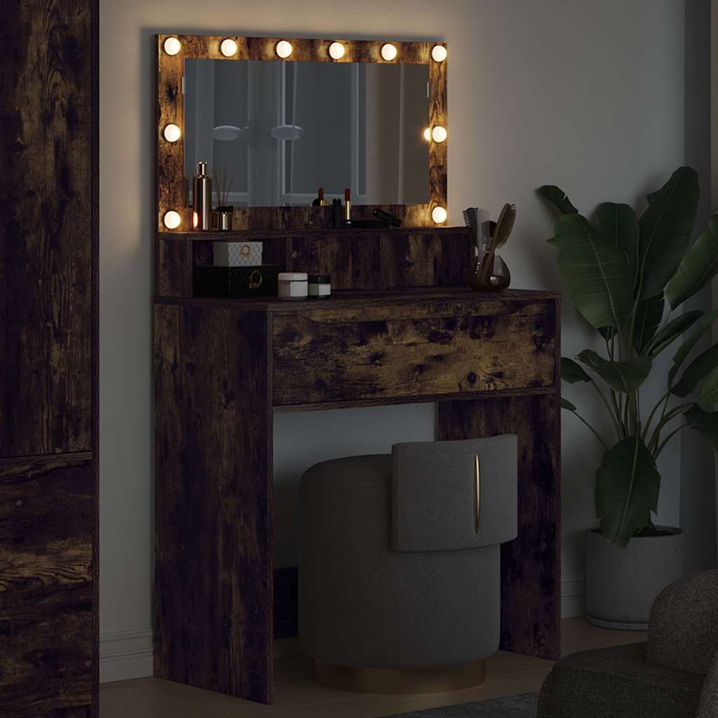 Slaapkamer Kaptafels met lade Gerookt eiken 80 x 39,6 x 135 cm is nu te koop bij PeponiXL, paradijselijk wonen!