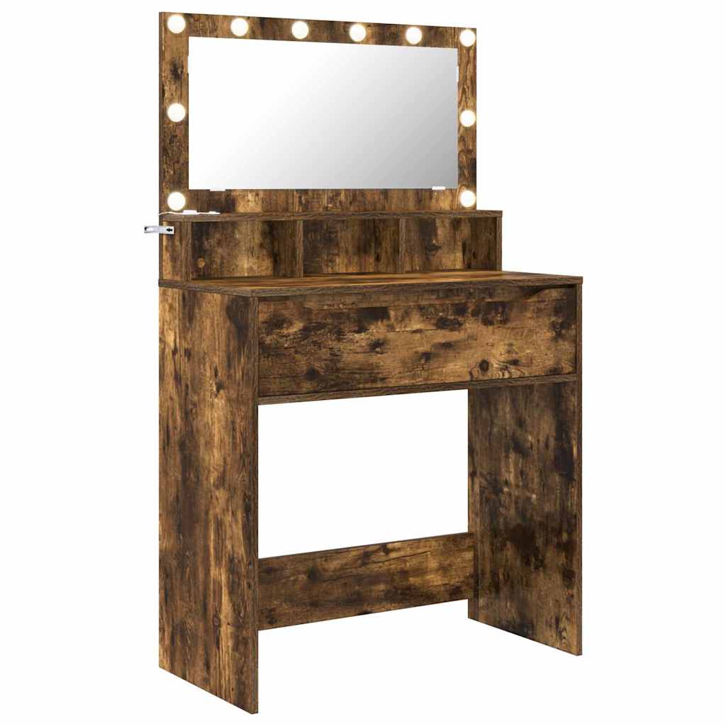 Slaapkamer Kaptafels met lade Gerookt eiken 80 x 39,6 x 135 cm is nu te koop bij PeponiXL, paradijselijk wonen!