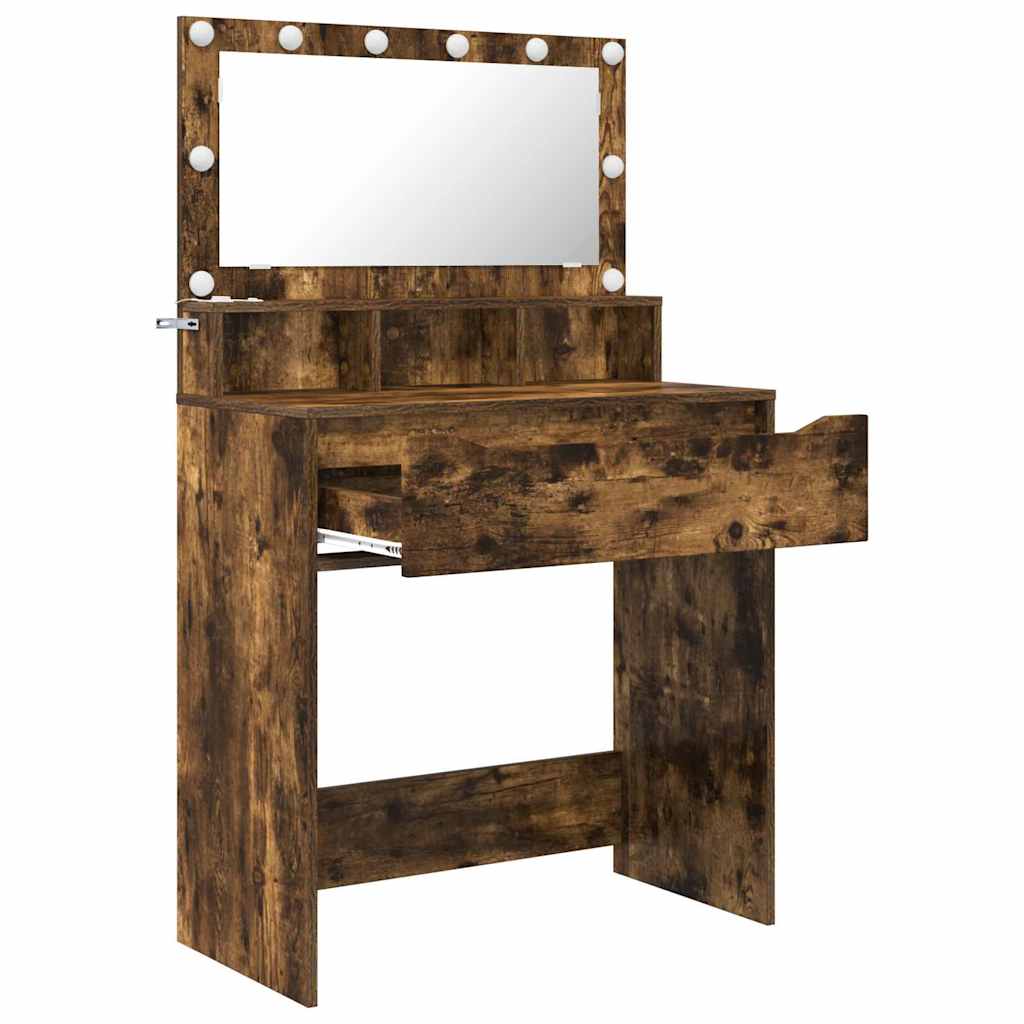 Slaapkamer Kaptafels met lade Gerookt eiken 80 x 39,6 x 135 cm is nu te koop bij PeponiXL, paradijselijk wonen!