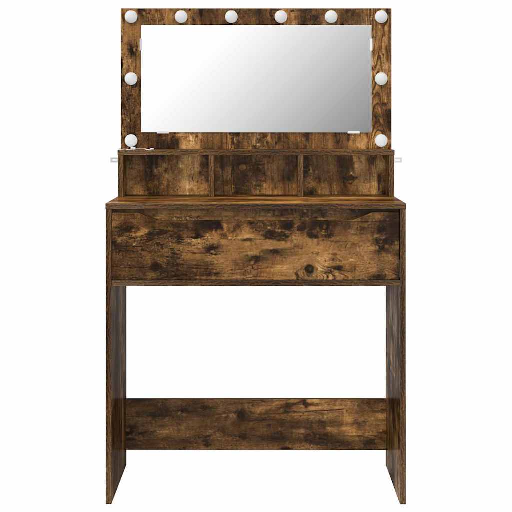 Slaapkamer Kaptafels met lade Gerookt eiken 80 x 39,6 x 135 cm is nu te koop bij PeponiXL, paradijselijk wonen!