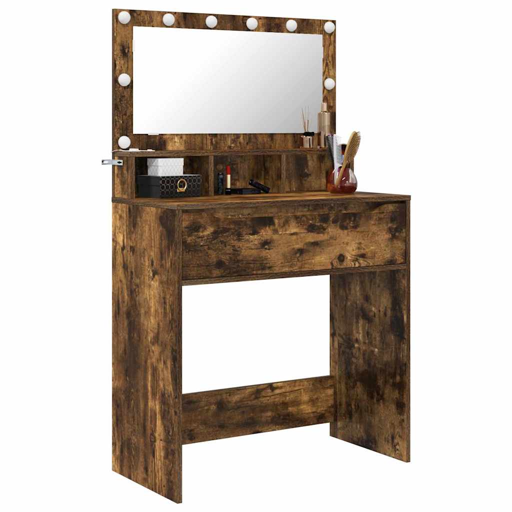 Slaapkamer Kaptafels met lade Gerookt eiken 80 x 39,6 x 135 cm is nu te koop bij PeponiXL, paradijselijk wonen!