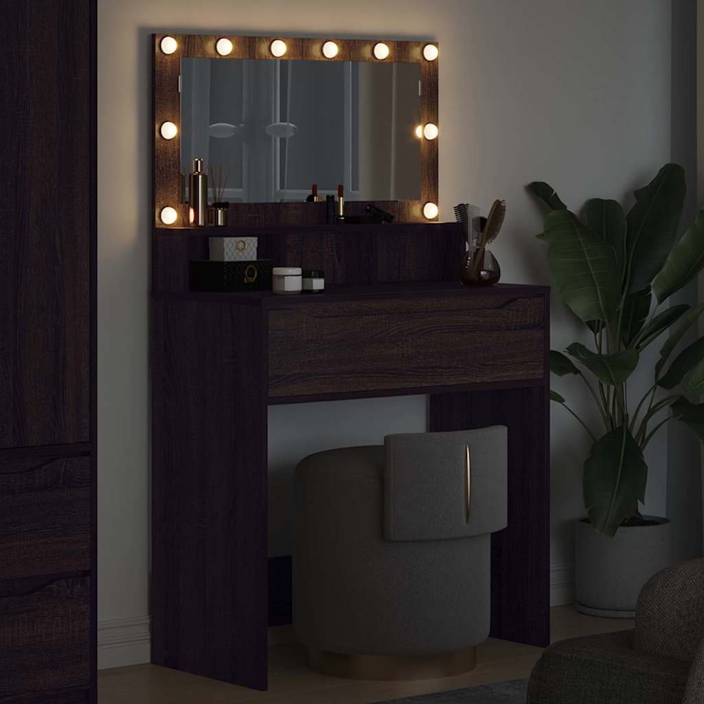 Slaapkamer Kaptafels met lade Bruin Eiken 80 x 39,6 x 135 cm is nu te koop bij PeponiXL, paradijselijk wonen!