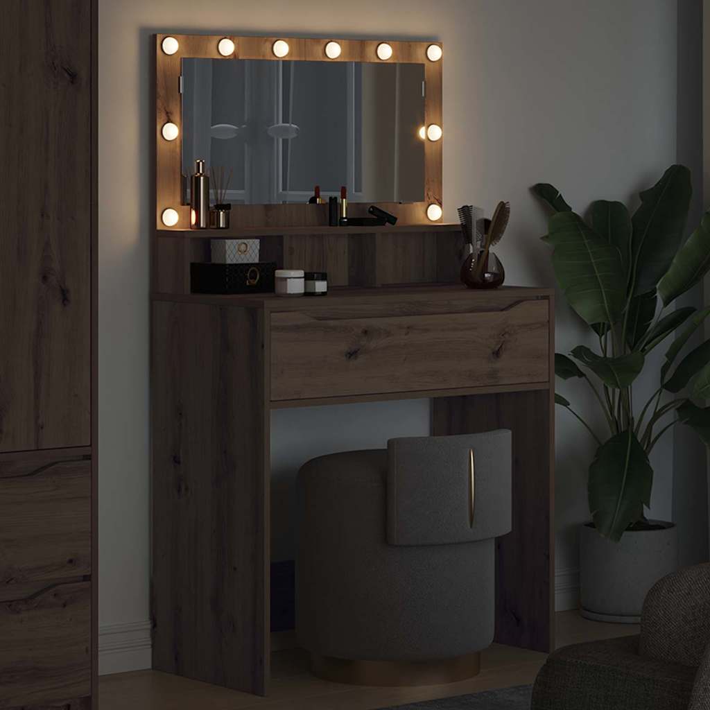 Slaapkamer Kaptafels met lade Artisan Eiken 80 x 39,6 x 135 cm is nu te koop bij PeponiXL, paradijselijk wonen!