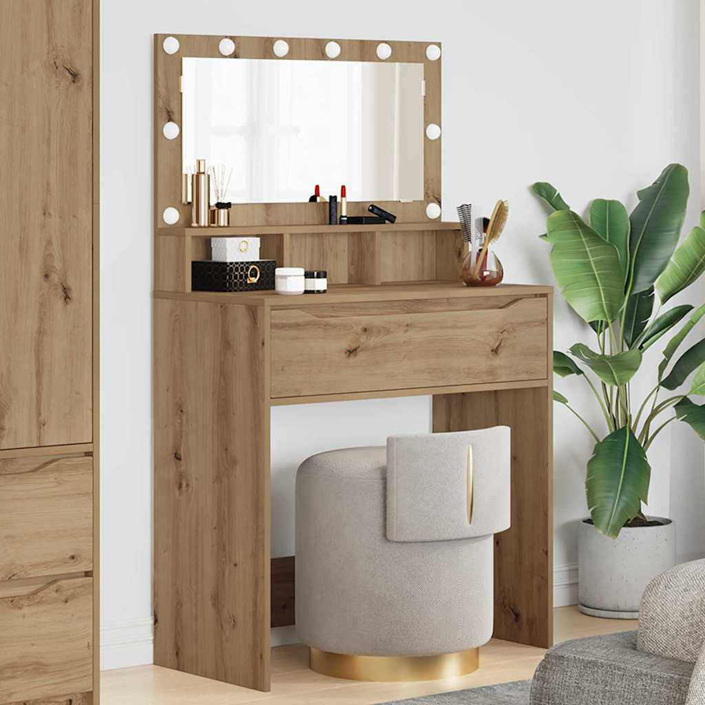 Slaapkamer Kaptafels met lade Artisan Eiken 80 x 39,6 x 135 cm is nu te koop bij PeponiXL, paradijselijk wonen!