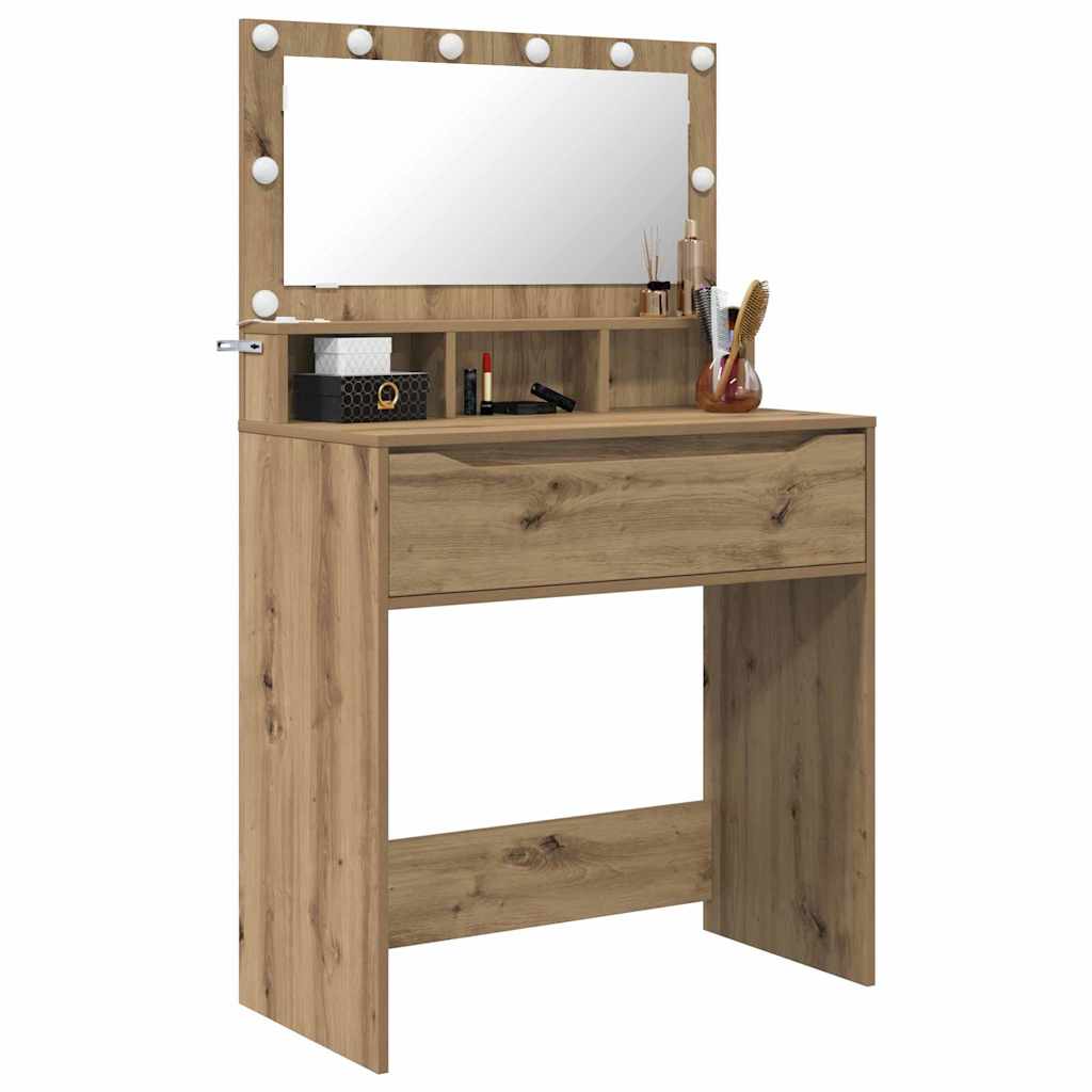 Slaapkamer Kaptafels met lade Artisan Eiken 80 x 39,6 x 135 cm is nu te koop bij PeponiXL, paradijselijk wonen!