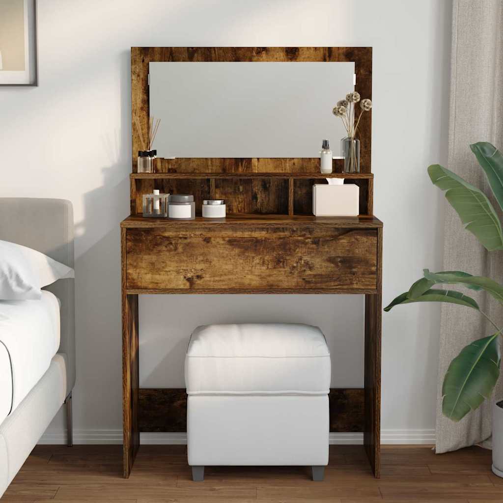 Slaapkamer Kaptafels met lade Gerookt eiken 80 x 39,6 x 135 cm is nu te koop bij PeponiXL, paradijselijk wonen!