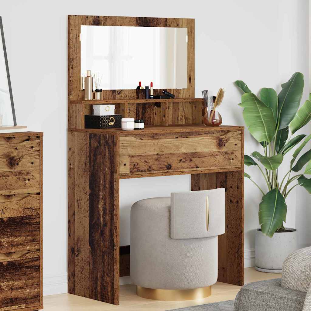Slaapkamer Kaptafels Oud Hout 80 x 39,6 x 135 cm Bewerkt hout is nu te koop bij PeponiXL, paradijselijk wonen!