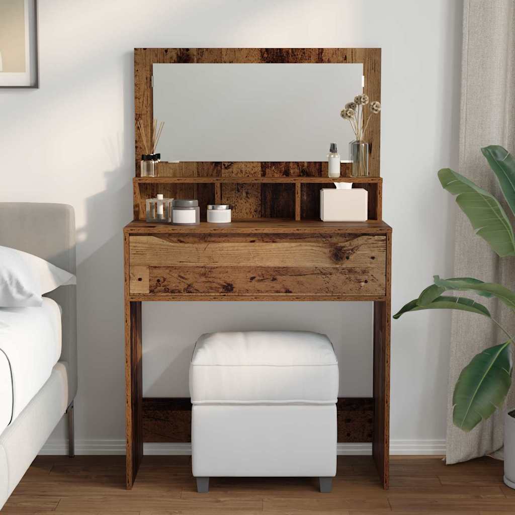 Slaapkamer Kaptafels Oud Hout 80 x 39,6 x 135 cm Bewerkt hout is nu te koop bij PeponiXL, paradijselijk wonen!