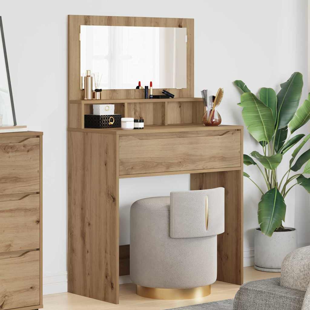 Slaapkamer Kaptafels met lade Artisan Eiken 80 x 39,6 x 135 cm is nu te koop bij PeponiXL, paradijselijk wonen!