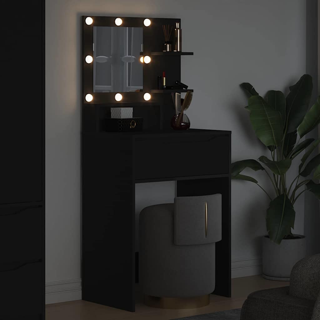 Slaapkamer Kaptafels Zwart 80 x 39,6 x 135 cm Bewerkt hout is nu te koop bij PeponiXL, paradijselijk wonen!