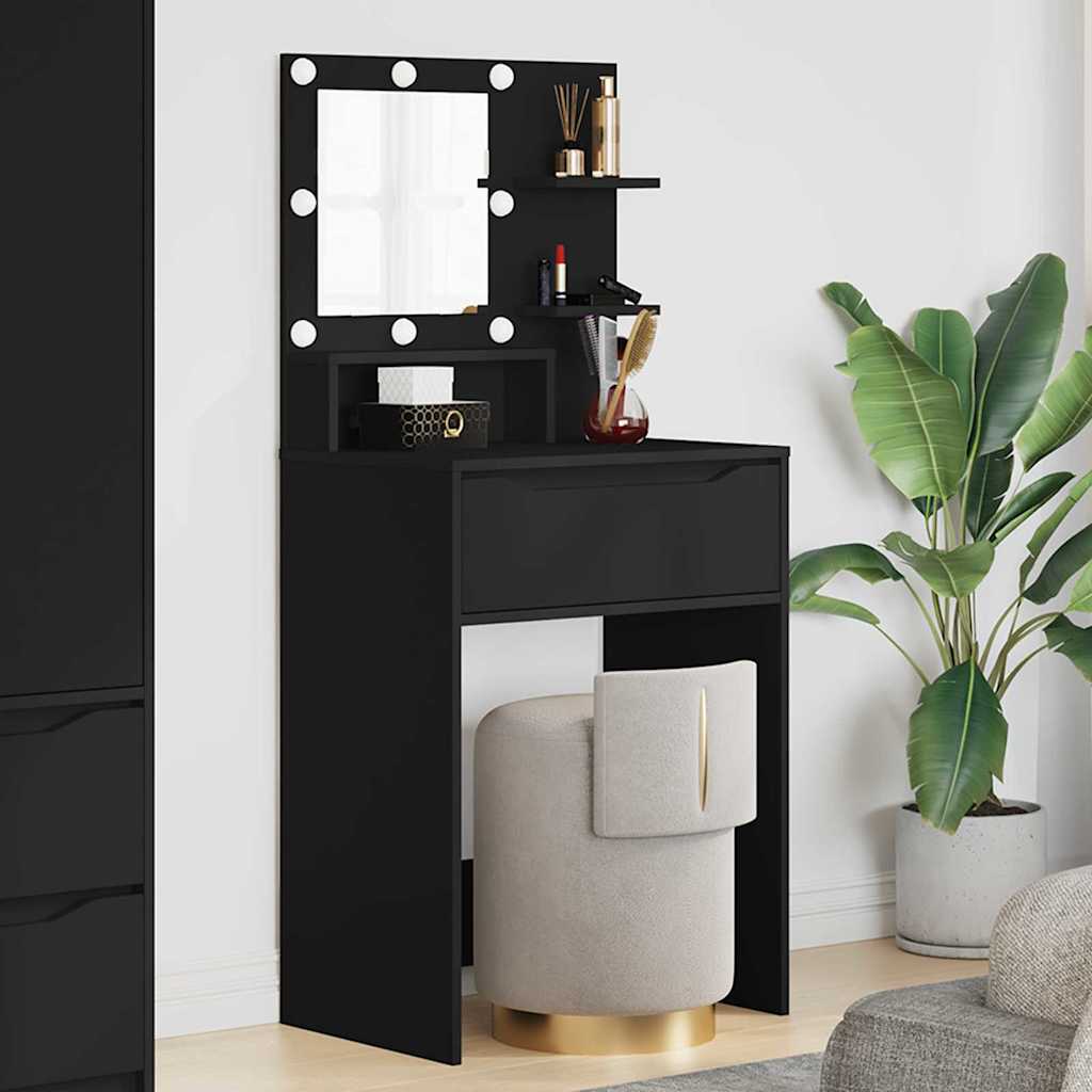 Slaapkamer Kaptafels Zwart 80 x 39,6 x 135 cm Bewerkt hout is nu te koop bij PeponiXL, paradijselijk wonen!