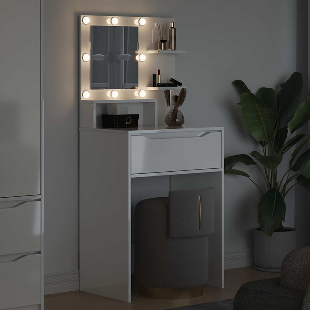 Slaapkamer Kaptafels met lade Hoogglans wit 80 x 39,6 x 135 cm is nu te koop bij PeponiXL, paradijselijk wonen!